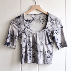 90s Vintage Grey Floral Crop Top by Rampage